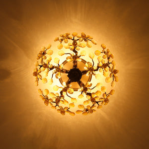Vintage Luxe Bloom Amber Crystal Floral Cage Semi Flush Mount
