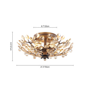 Vintage Luxe Bloom Amber Crystal Floral Cage Semi Flush Mount