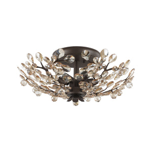 Vintage Luxe Bloom Amber Crystal Floral Cage Semi Flush Mount