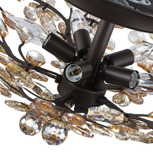 Vintage Luxe Bloom Amber Crystal Floral Cage Semi Flush Mount