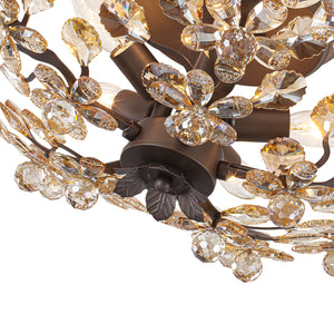 Vintage Luxe Bloom Amber Crystal Floral Cage Semi Flush Mount