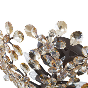 Vintage Luxe Bloom Amber Crystal Floral Cage Semi Flush Mount