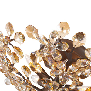 Vintage Luxe Bloom Amber Crystal Floral Cage Semi Flush Mount