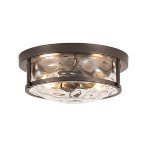 Water Hammered Glass Round Flush Mount Ceiling Light