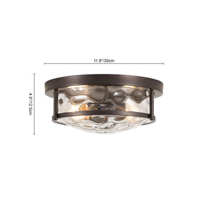 Water Hammered Glass Round Flush Mount Ceiling Light