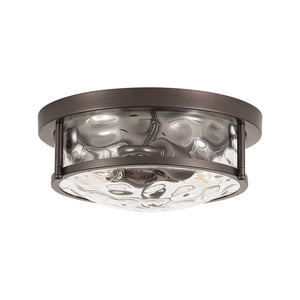 Water Hammered Glass Round Flush Mount Ceiling Light