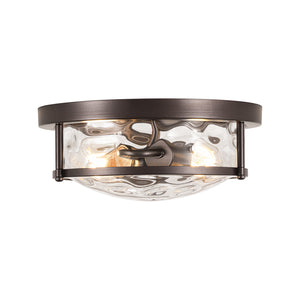 Water Hammered Glass Round Flush Mount Ceiling Light