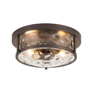 Water Hammered Glass Round Flush Mount Ceiling Light