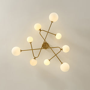 Opal Glass Bubble Brass Linear Sputnik Semi Flush Mount
