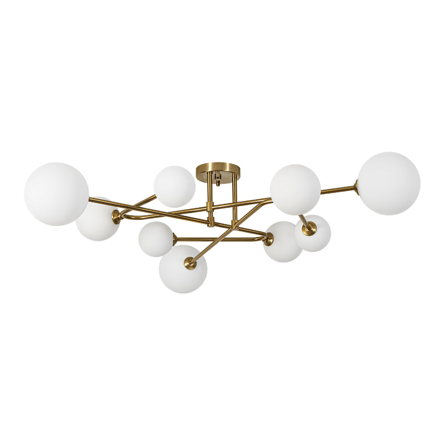 Opal Glass Bubble Brass Linear Sputnik Semi Flush Mount
