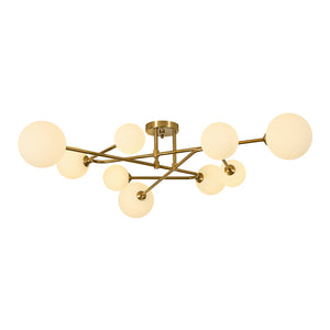 Opal Glass Bubble Brass Linear Sputnik Semi Flush Mount