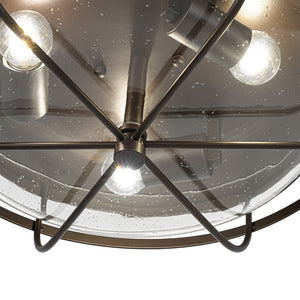 Retro 3-Light Round Seeded Glass Flush Mount Light