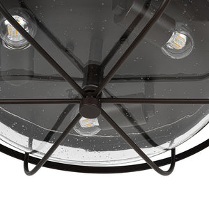 Retro 3-Light Round Seeded Glass Flush Mount Light
