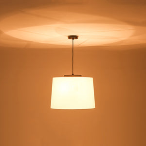 Retro 3-Light Large White Linen Drum Lantern Chandelier