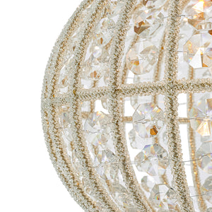 French Antique Brass Crystal Globe Cage Semi Flush Mount