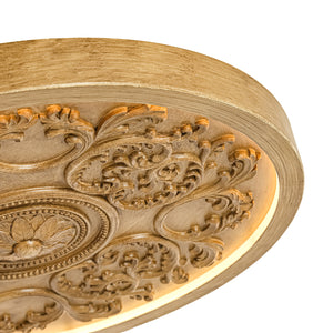 Decorative French White Medallion LED Flush Mount Light