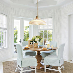 Scandinavian 1-Light Ribbed Glass Dome Kitchen Pendant