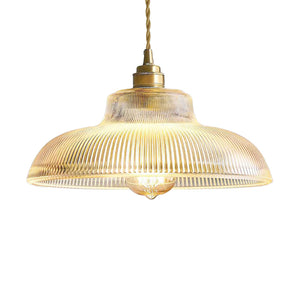 Scandinavian 1-Light Ribbed Glass Dome Kitchen Pendant
