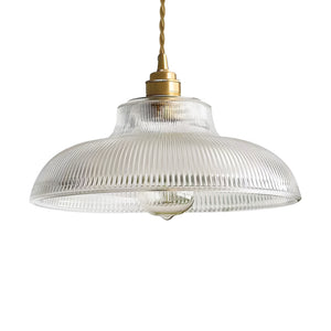 Scandinavian 1-Light Ribbed Glass Dome Kitchen Pendant