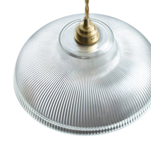 Scandinavian 1-Light Ribbed Glass Dome Kitchen Pendant