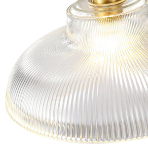 Scandinavian 1-Light Ribbed Glass Dome Kitchen Pendant