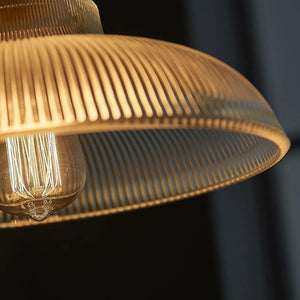 Scandinavian 1-Light Ribbed Glass Dome Kitchen Pendant