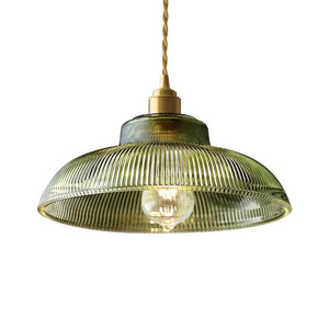 Scandinavian 1-Light Ribbed Glass Dome Kitchen Pendant