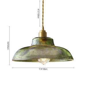 Scandinavian 1-Light Ribbed Glass Dome Kitchen Pendant