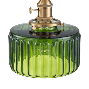 Scandinavian 1-Light Fluted Glass Round Drum Kitchen Pendant