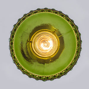 Scandinavian 1-Light Fluted Glass Round Drum Kitchen Pendant