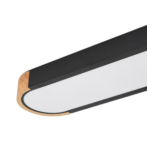 Scandinavian Dimmable LED Wood Oval Flush Mount Light