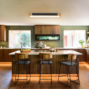 Scandinavian Dimmable LED Wood Oval Flush Mount Light