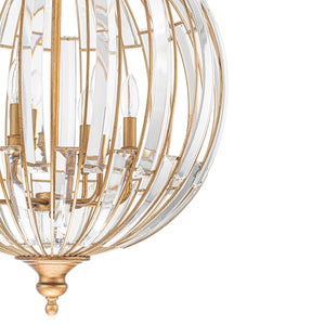 Sculptural Glam 6-Light Distressed Gold Crystal Orb Chandelier