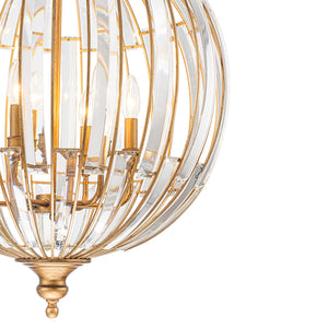 Sculptural Glam 6-Light Distressed Gold Crystal Orb Chandelier