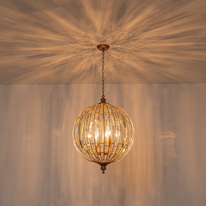 Sculptural Glam 6-Light Distressed Gold Crystal Orb Chandelier