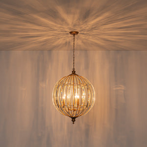 Sculptural Glam 6-Light Distressed Gold Crystal Orb Chandelier