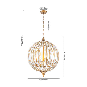 Sculptural Glam 6-Light Distressed Gold Crystal Orb Chandelier