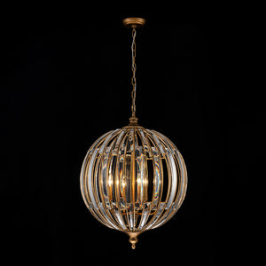 Sculptural Glam 6-Light Distressed Gold Crystal Orb Chandelier