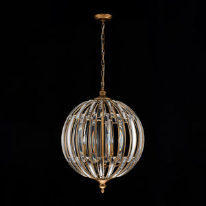 Sculptural Glam 6-Light Distressed Gold Crystal Orb Chandelier