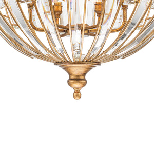 Sculptural Glam 6-Light Distressed Gold Crystal Orb Chandelier