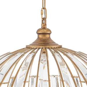 Sculptural Glam 6-Light Distressed Gold Crystal Orb Chandelier