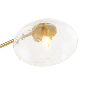 Sculptural Brass Hammered Glass Globe Sputnik Ceiling Light