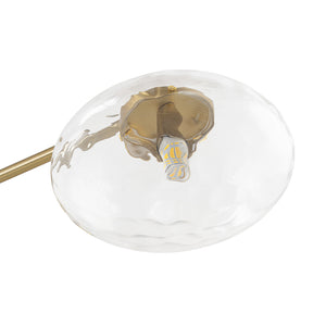 Sculptural Brass Hammered Glass Globe Sputnik Ceiling Light