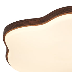 Starfish Walnut Wood Grain Dimmable LED Flush Mount Light