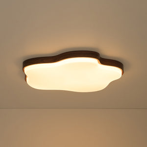 Starfish Walnut Wood Grain Dimmable LED Flush Mount Light
