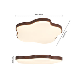 Starfish Walnut Wood Grain Dimmable LED Flush Mount Light