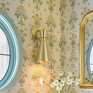 Starry 1-Light Brass Metal Cone Armed Vanity Wall Sconce