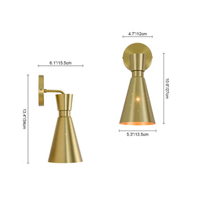 Starry 1-Light Brass Metal Cone Armed Vanity Wall Sconce