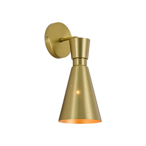 Starry 1-Light Brass Metal Cone Armed Vanity Wall Sconce