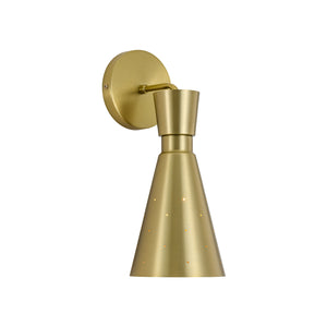 Starry 1-Light Brass Metal Cone Armed Vanity Wall Sconce